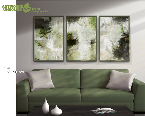 Verde Nº 1 - Printable Art Set of 3.